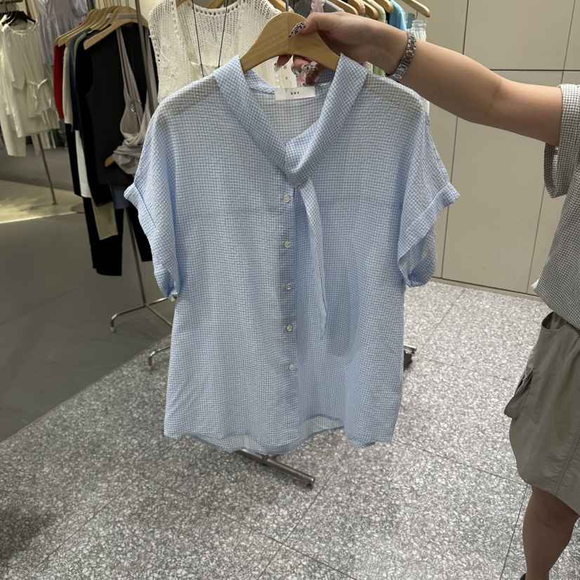 SOF韓國東大門代購女裝新款26夏季推薦26春夏襯衫蕾絲衫格子SOF襯衫/蕾絲衫