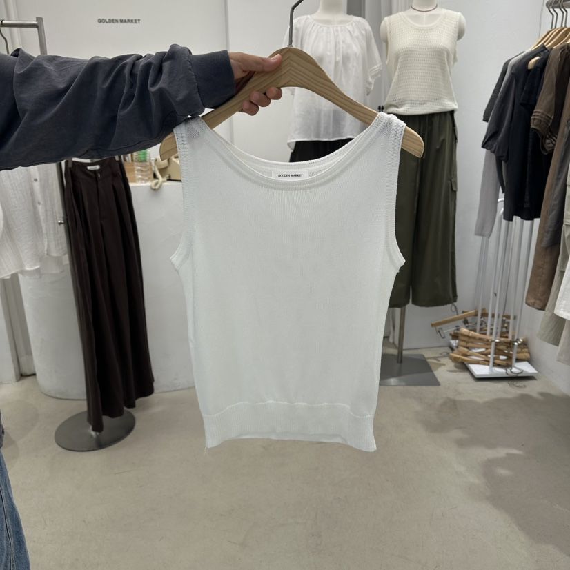 GOLDEN MARKET韓國代購女裝新品時尚熱賣26夏季吊帶背心船領GOLDEN MARKET吊帶/背心