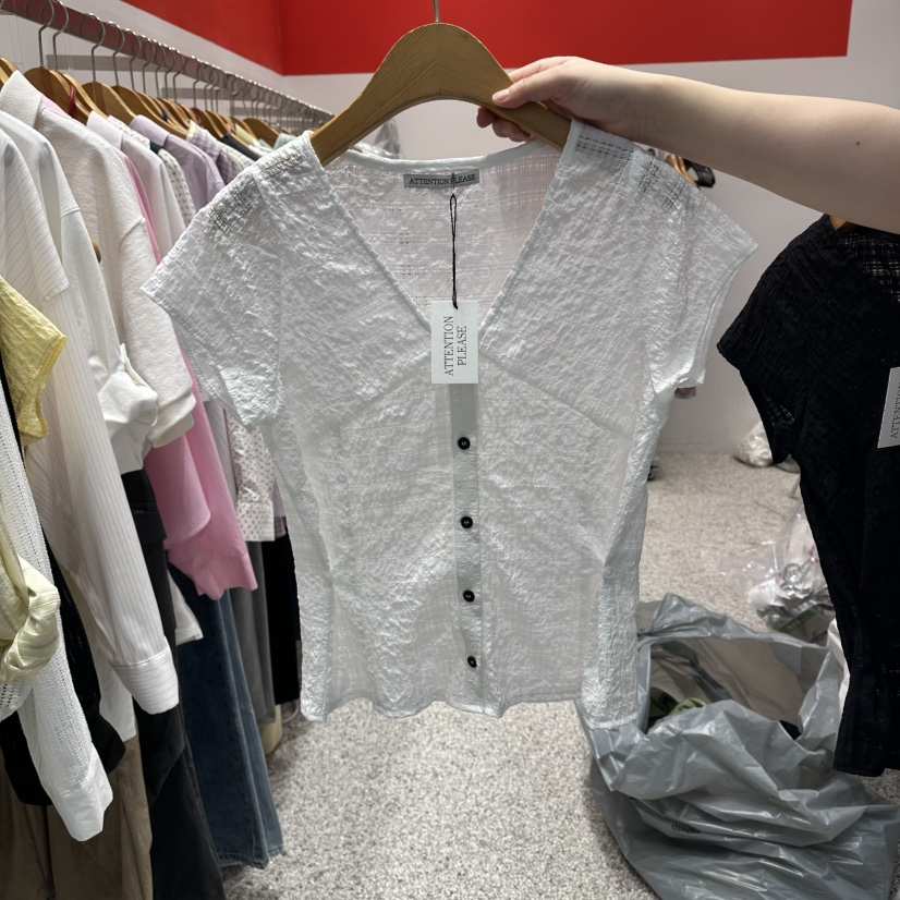 ATPZ韓國直郵實拍女士新品26夏季時尚人氣推薦襯衫蕾絲衫ATTENTION PLEAES襯衫/蕾絲衫