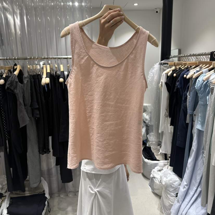 GREEK東大門實拍韓國女士新品26夏季時尚吊帶背心亞麻無袖GREEK吊帶/背心