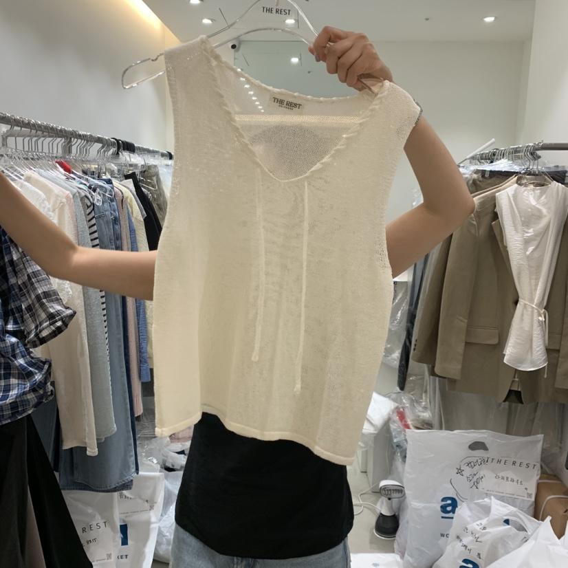 THE REST韓國直郵實拍女裝新品26夏季時尚熱賣吊帶背心絲帶THE REST/UNNOEUD吊帶/背心