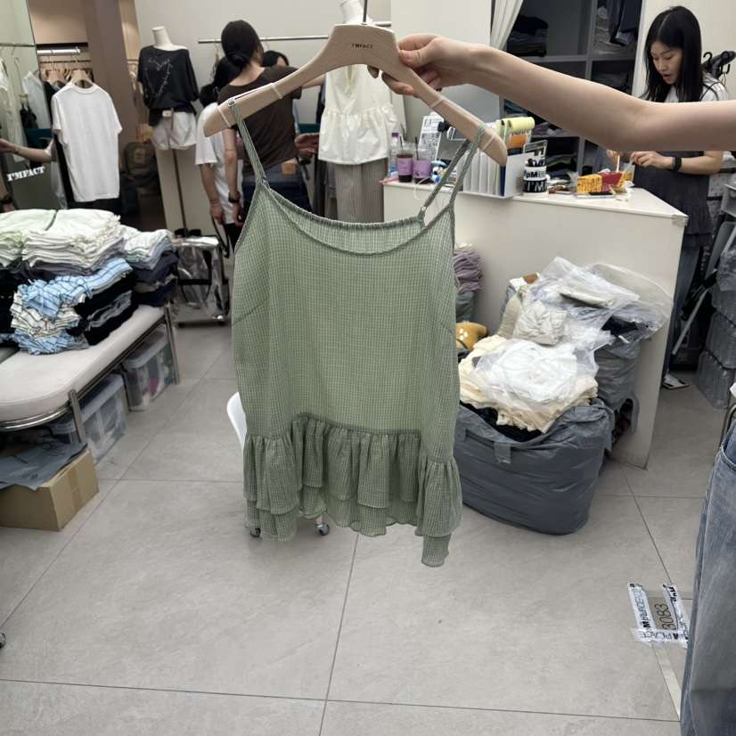 I MFACT韓國直郵女士新品休閑吊帶背心不含內搭格子無袖I MFACT吊帶/背心