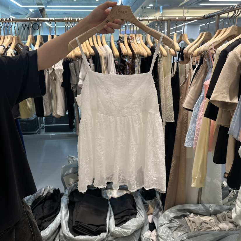 HONG.U韓國直郵實拍女裝新品休閑熱賣26春夏吊帶背心刺繡HONG.U吊帶/背心