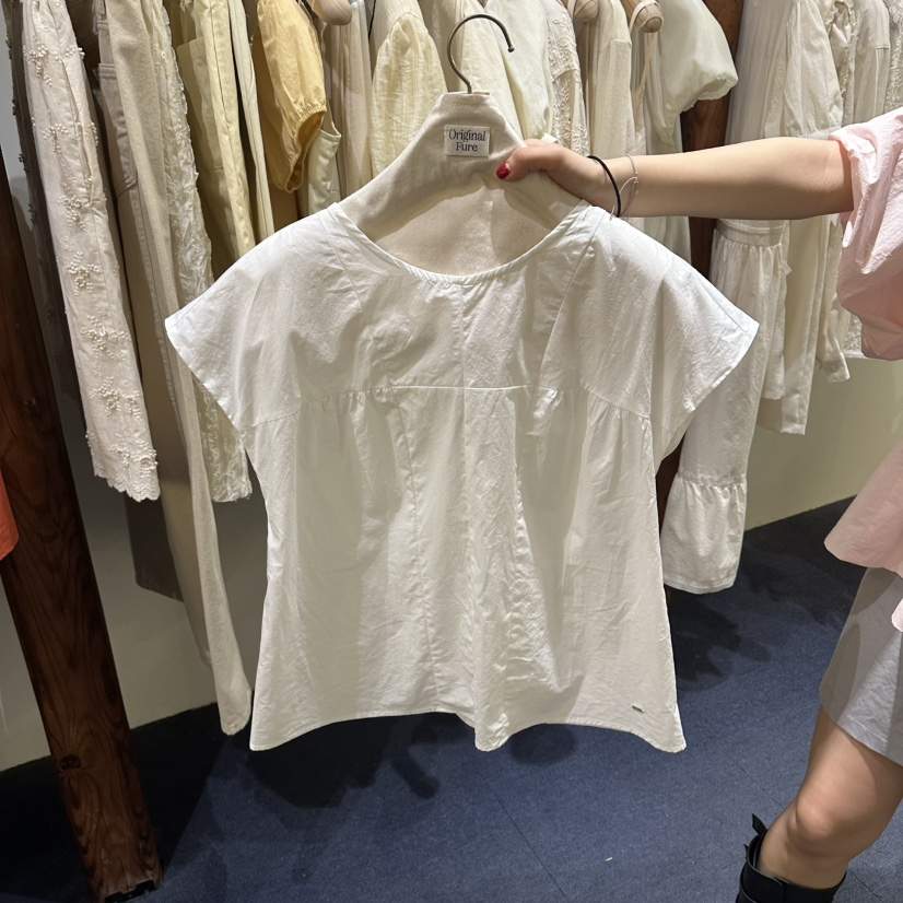 FURE韓國直郵女士新款26春夏熱賣職業26夏季襯衫蕾絲衫棉FURE襯衫/蕾絲衫