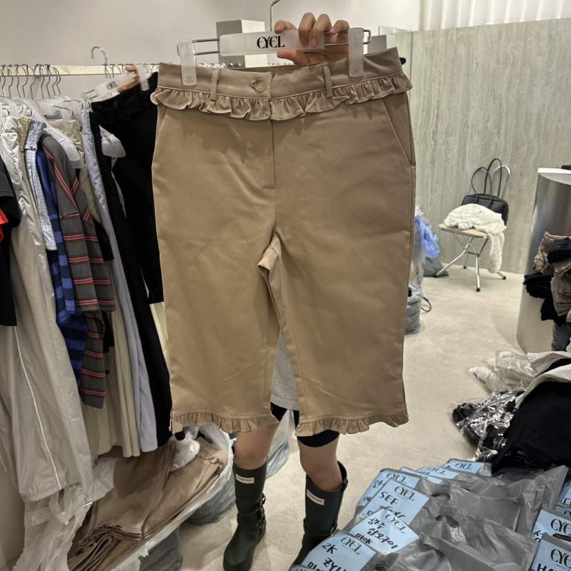 EYEL韓國代購女士新品職業26夏季人氣26春夏短褲七分褲荷葉邊EYEL短褲
