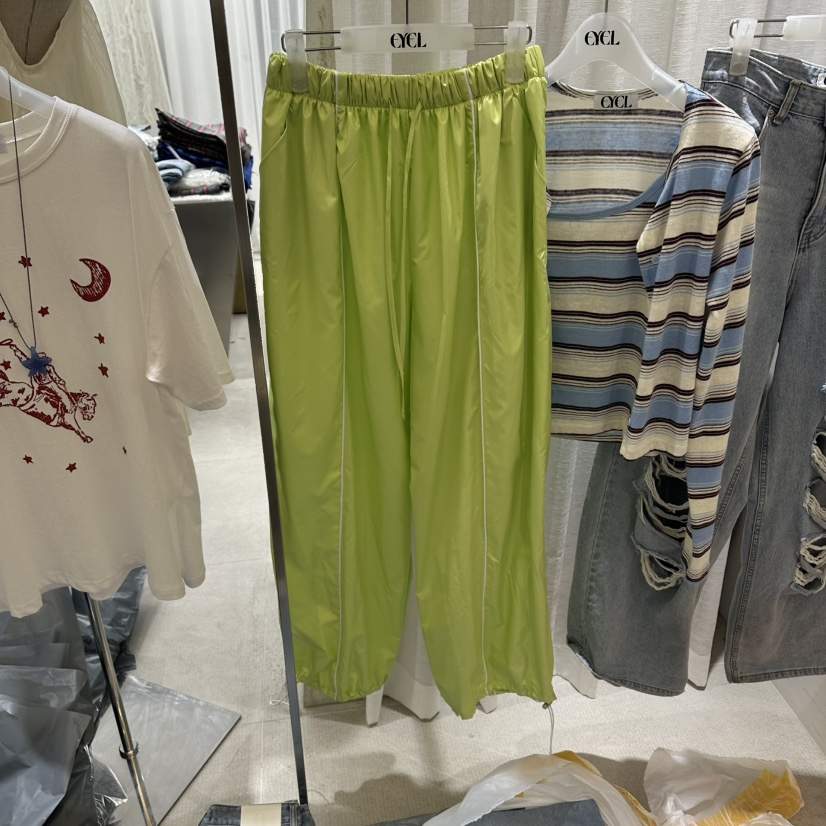 EYEL東大門實拍韓國女士新品推薦人氣時尚休閑褲尼龍條紋EYEL休閑褲
