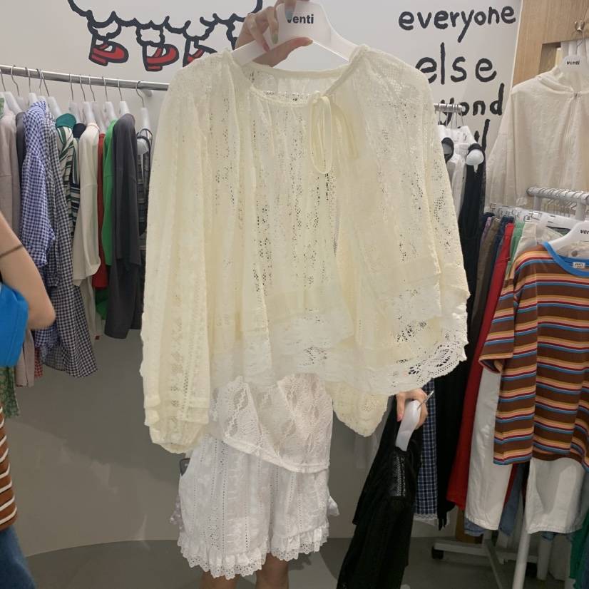 VENTI韓國東大門直郵女士新品熱賣人氣襯衫蕾絲衫羊毛開襟VENTI襯衫/蕾絲衫