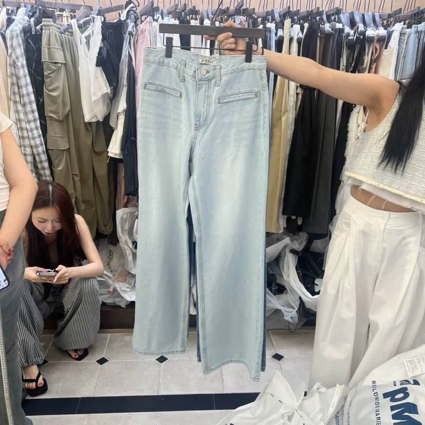 VIRKIN韓國直郵實拍女士新品時尚職業人氣推薦牛仔褲口袋VIRKIN牛仔褲