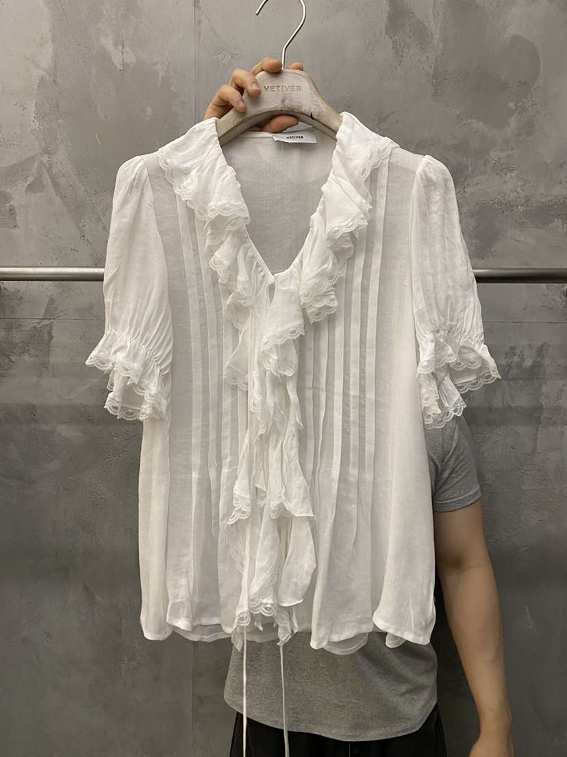 THE VETIVER-A韓國直郵女士新款休閑熱賣時尚襯衫蕾絲衫VETIVER襯衫/蕾絲衫