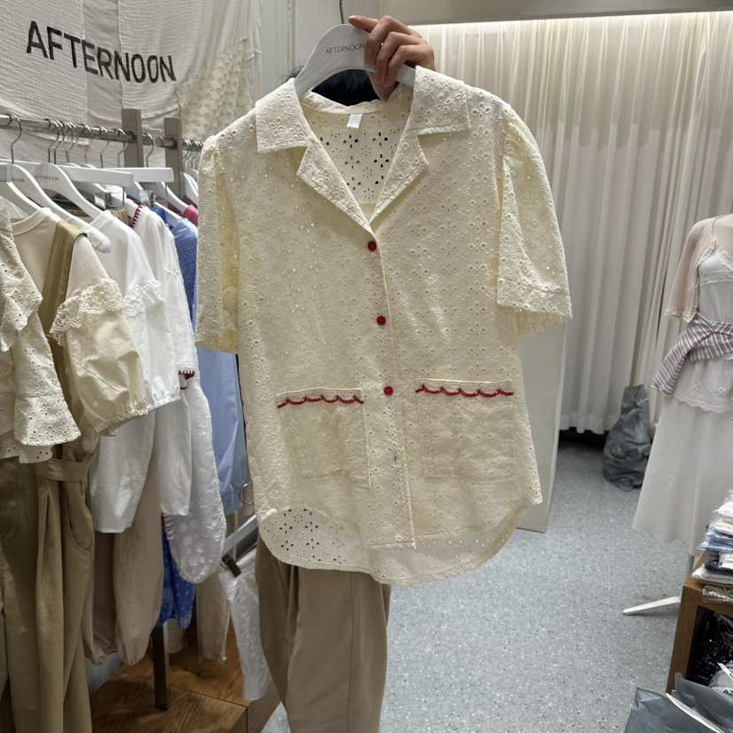 AFTERNOON韓國東大門直郵女士新款熱賣人氣26夏季襯衫蕾絲衫AFTERNOON襯衫/蕾絲衫