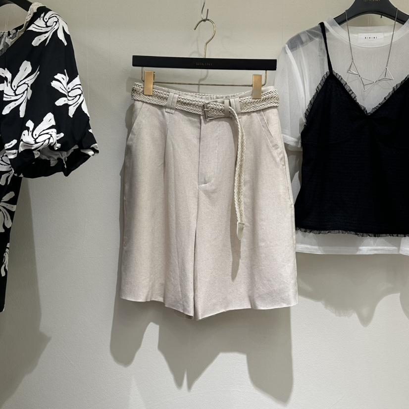 BIKINI韓國代購女裝新品26春夏推薦26夏季短褲含腰帶亞麻布BIKINI短褲