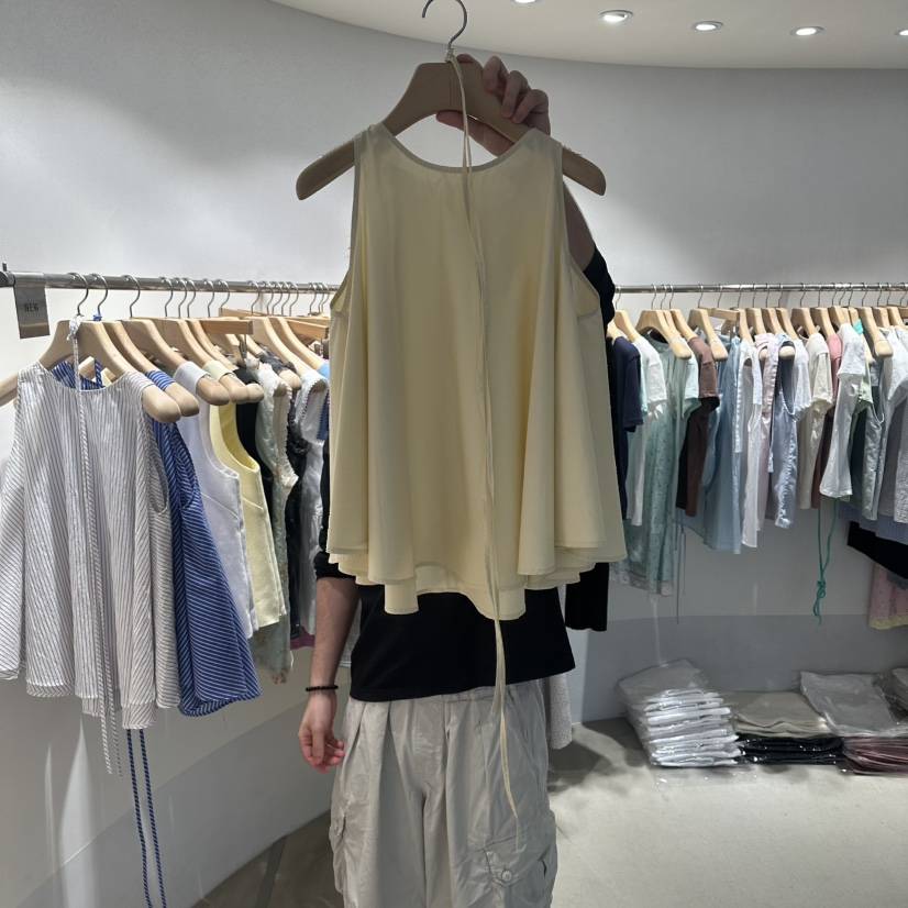 ROOM K-P韓國直郵女士新品時尚26夏季26春夏吊帶背心含腰繩roomk吊帶/背心