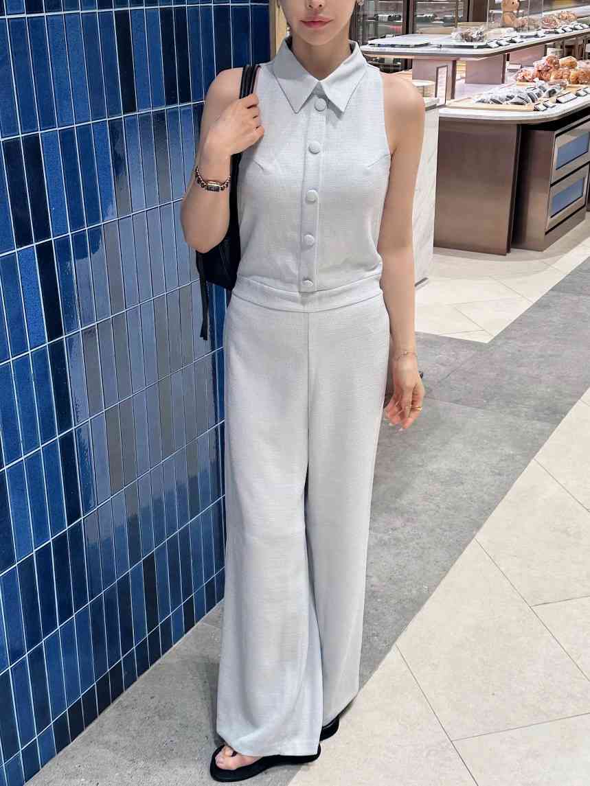 MARKE-P韓國東大門代購女裝新款推薦職業連體褲粗花呢露背MARKE-P連體褲