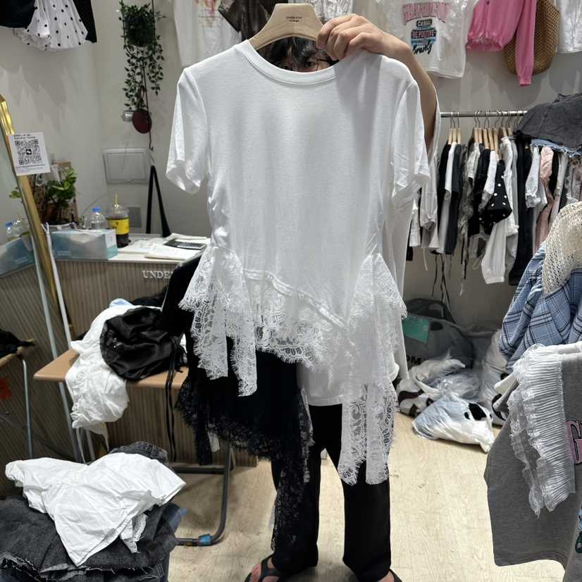 UNDERSTAR_VINTAGE韓國直郵女裝新款26春夏襯衫蕾絲衫蕾絲開衩UNDERSTAR_VINTAGE襯衫/蕾絲衫
