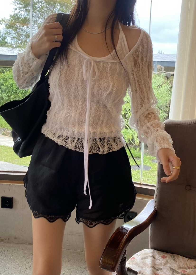 OUPPT韓國代購女裝新款26夏季休閑26春夏推薦時尚襯衫蕾絲衫OUPPT襯衫/蕾絲衫