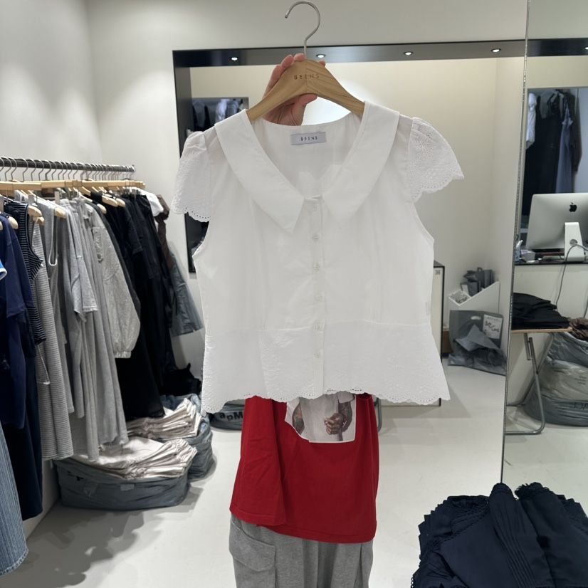 BEENS韓國直郵實拍女士新品時尚人氣推薦26夏季襯衫蕾絲衫BEENS襯衫/蕾絲衫