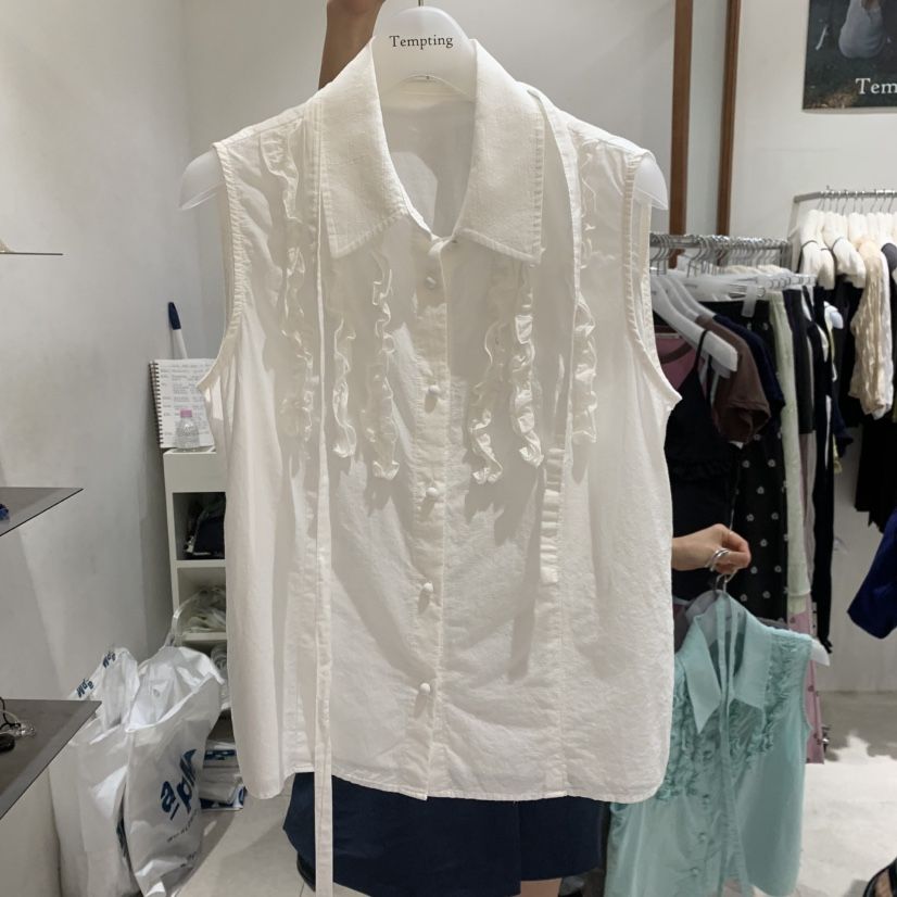 TEMPTING韓國東大門直郵女士新款職業人氣襯衫蕾絲衫含腰繩TEMPTING襯衫/蕾絲衫