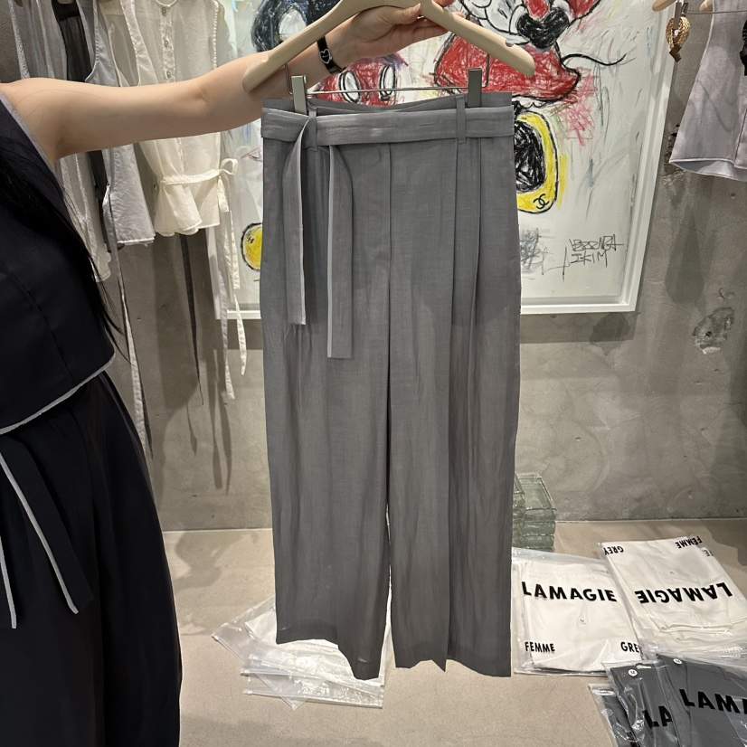 LAMAGIEPIE/LAMAGIE GREY韓國東大門代購女裝新品熱賣休閑褲含腰帶LAMAGIEPIE/LAMAGIE GREY休閑褲