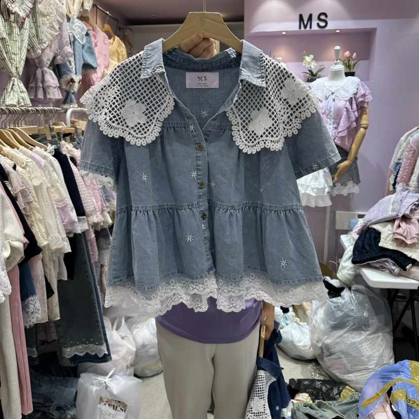 MS韓國東大門直郵女裝新品26夏季時尚26春夏熱賣襯衫蕾絲衫MS襯衫/蕾絲衫