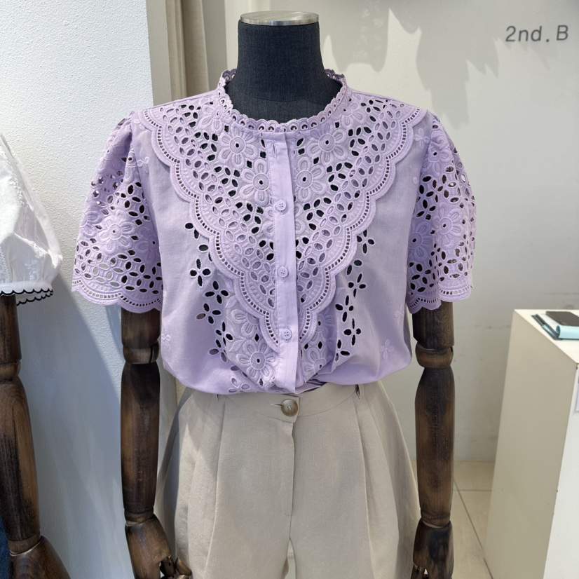 2nd B-S韓國代購女裝新品熱賣推薦26春夏襯衫蕾絲衫刺繡2nd B-S襯衫/蕾絲衫