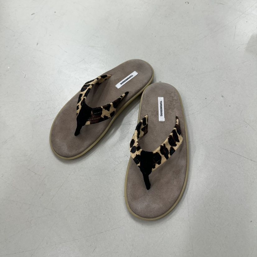 TOPDRESSING韓國直郵實拍女裝新款熱賣時尚涼鞋拖鞋牛皮豹紋TOPDRESSING涼鞋/拖鞋