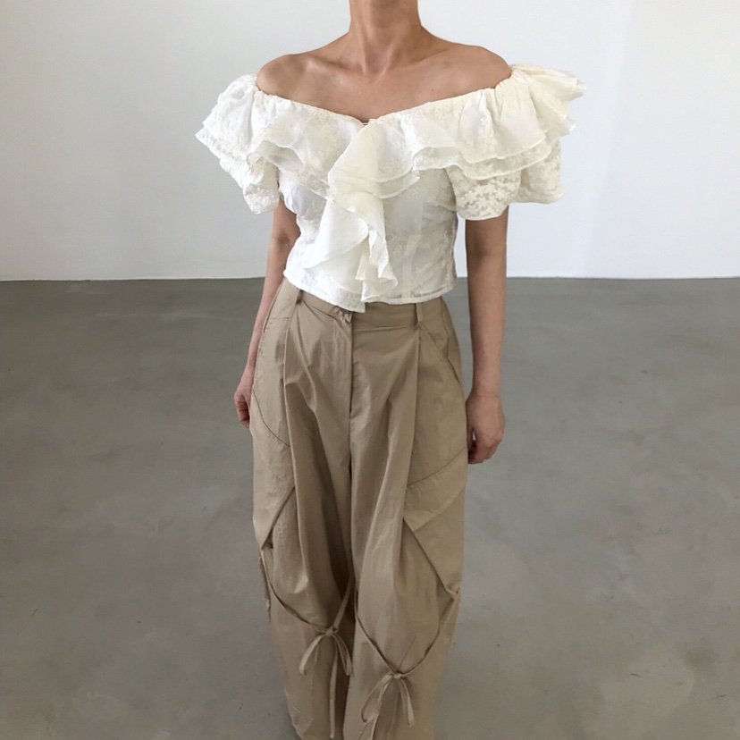 2TWO MOON韓國代購女士新品26夏季26春夏襯衫蕾絲衫褶皺2TWO MOON襯衫/蕾絲衫