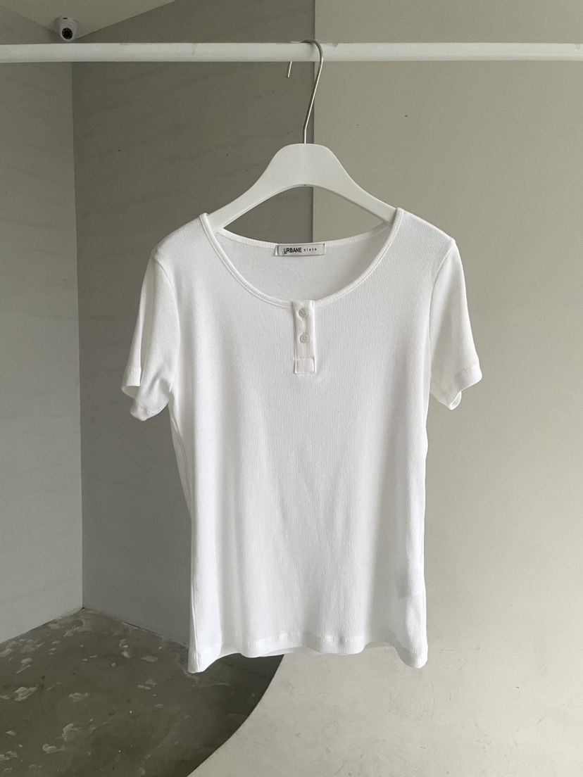 URBANE cloth韓國直郵實拍女士新品26夏季熱賣休閑T恤紐扣URBANE clothT恤