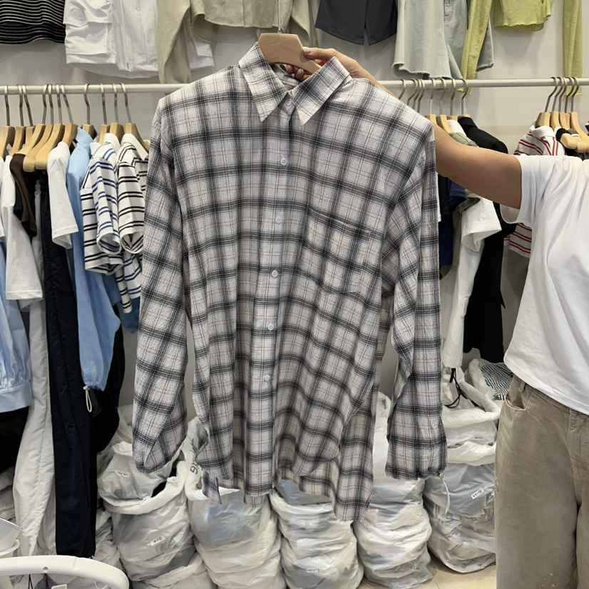 Q C韓國東大門直郵女士新品26春夏時尚休閑襯衫蕾絲衫格子Republlc of qc襯衫/蕾絲衫