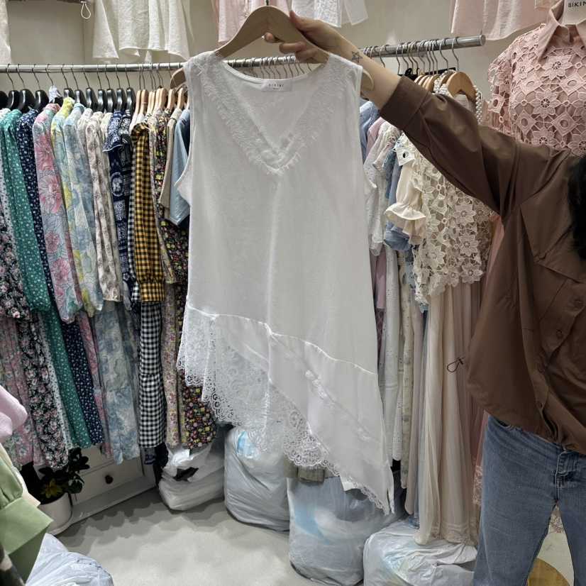 BIKINI韓國東大門代購女士新品26春夏休閑連衣裙不對稱無袖BIKINI連衣裙
