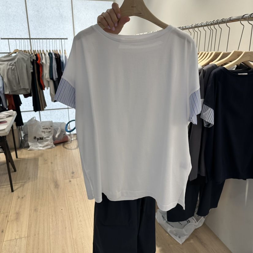 REVE-L韓國東大門代購女裝新款時尚熱賣職業休閑T恤撞色REVE-LT恤
