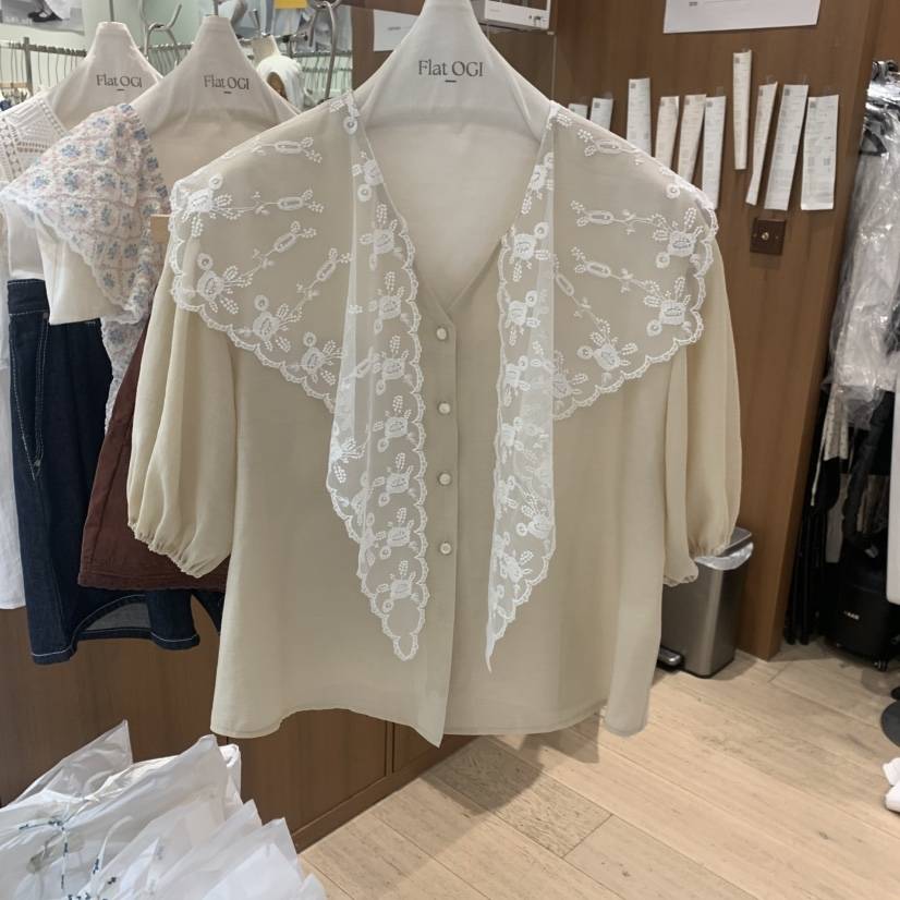 OGI韓國直郵女士新品休閑推薦職業26夏季人氣時尚襯衫蕾絲衫FLat OGI襯衫/蕾絲衫