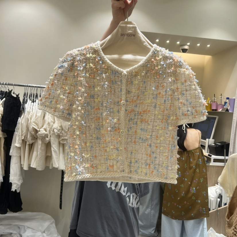 BY FLOW韓國直郵實拍女裝新品熱賣時尚休閑26春夏夾克花呢BY FLOW夾克