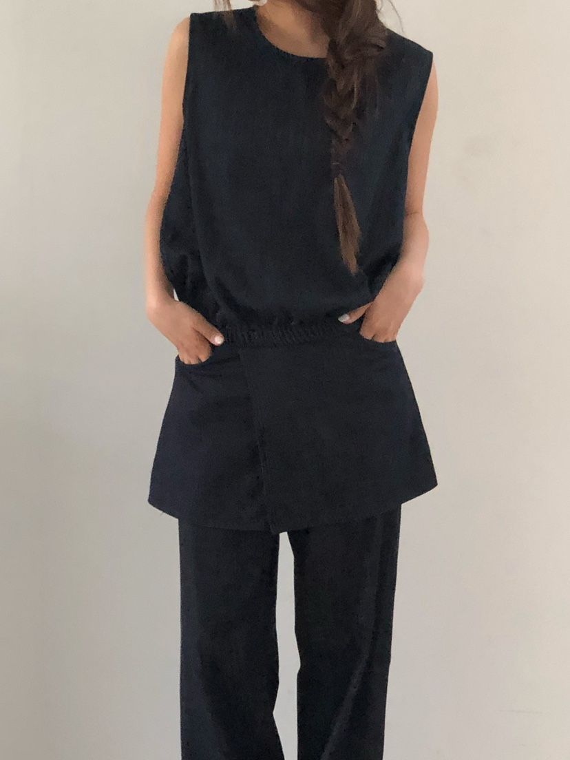 ONDO-P東大門實拍韓國女士新品26夏季職業吊帶背心水洗條紋ONDO-P吊帶/背心