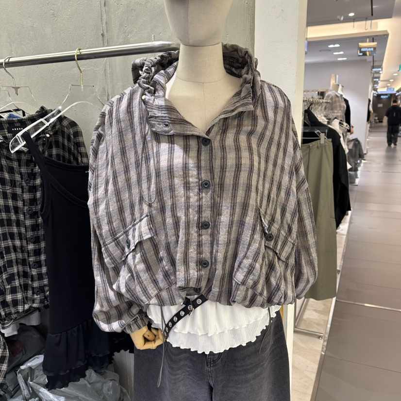 AMOUR韓國直郵女士新品26春夏時尚職業襯衫蕾絲衫連帽衫亞麻AMOUR襯衫/蕾絲衫