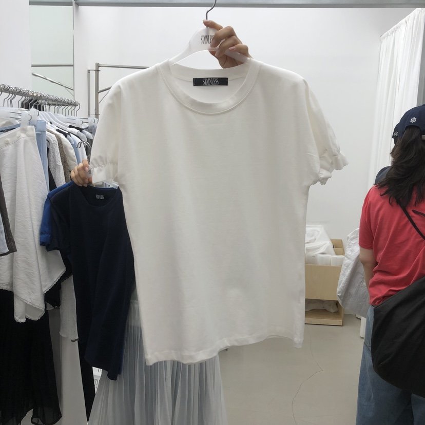 STAINLESS韓國代購女士新款26夏季職業時尚26春夏T恤褶皺STAINLESST恤