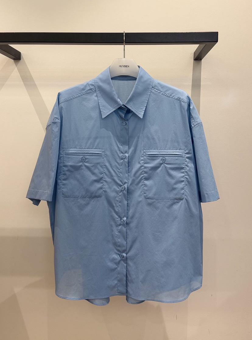 MUYBIEN韓國東大門直郵女裝新款推薦時尚襯衫蕾絲衫雙口袋MUYBIEN襯衫/蕾絲衫