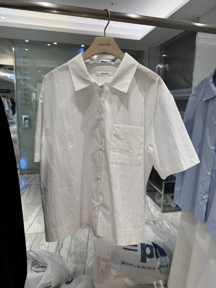 MONIQUE東大門實拍韓國女士新品熱賣職業襯衫蕾絲衫口袋SMONIQUE襯衫/蕾絲衫