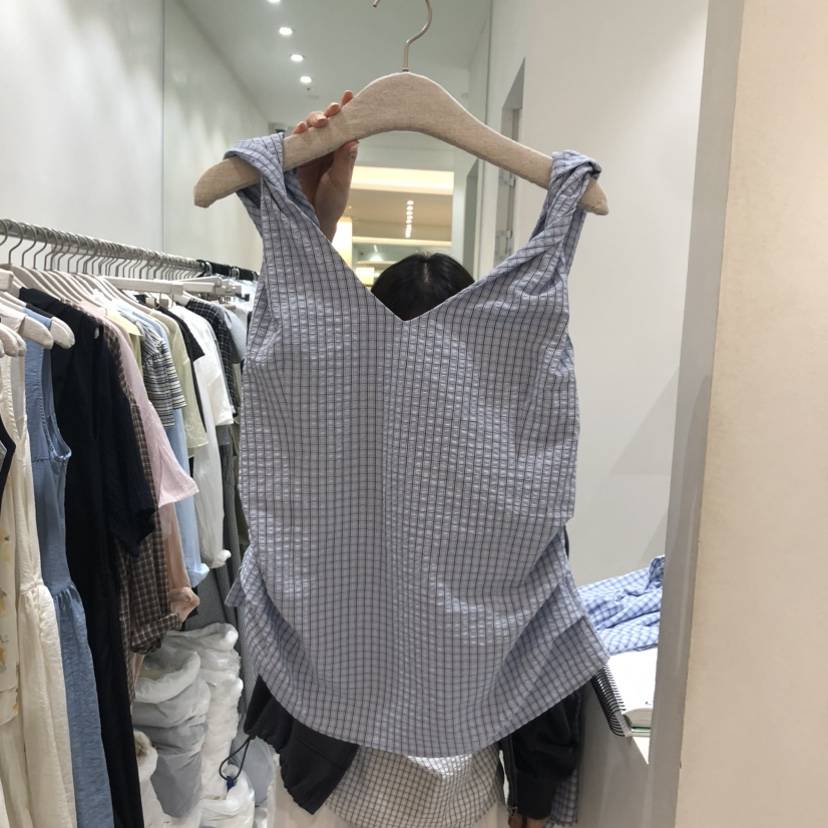 ASOME韓國直郵女士新款時尚推薦熱賣26夏季人氣吊帶背心格子A.SOME吊帶/背心