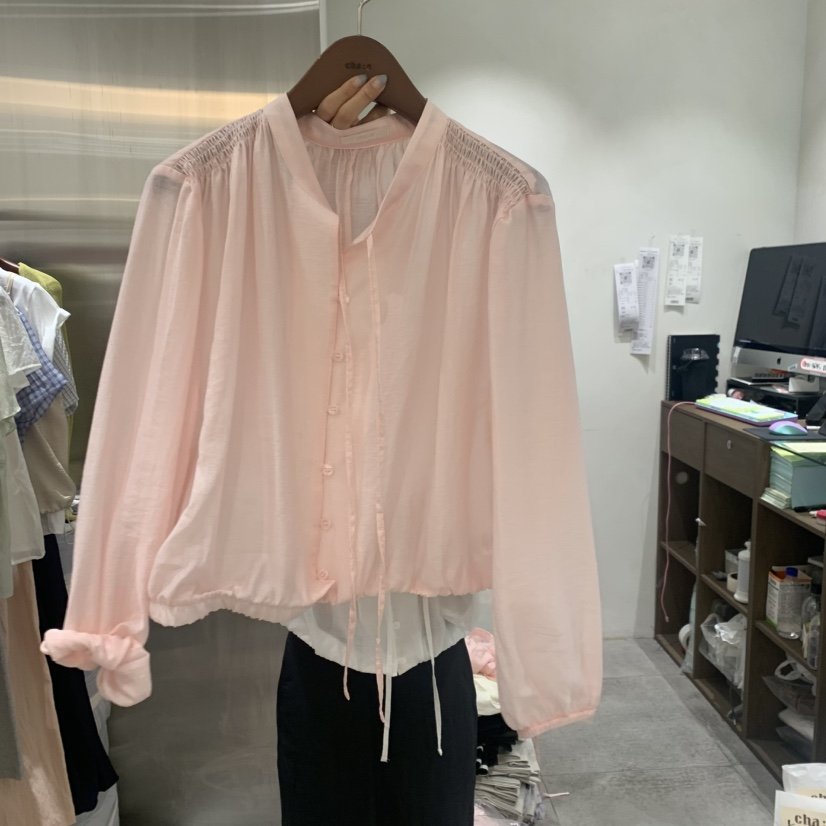 CHAE韓國代購女裝新款休閑時尚熱賣26春夏襯衫蕾絲衫亞麻布CHAE襯衫/蕾絲衫