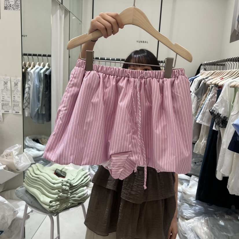 YUNBAL韓國代購女士新品熱賣時尚26夏季職業短褲條紋燈籠YUNBAL短褲