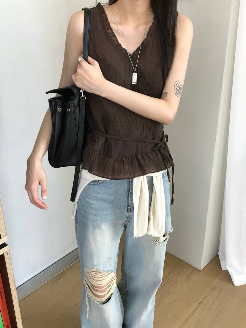 ESCHER韓國直郵實拍女裝新款26春夏推薦熱賣吊帶背心含脖帶LESCHER吊帶/背心