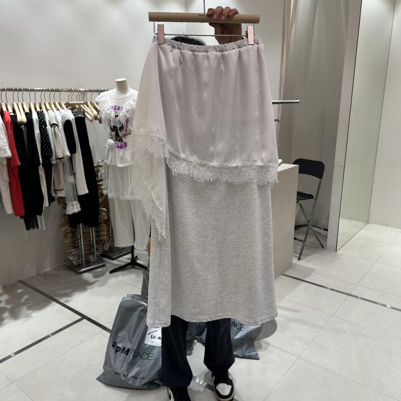 MINI UNNI韓國直郵實拍女士新品休閑26春夏職業熱賣長裙緞MINI UNNI長裙