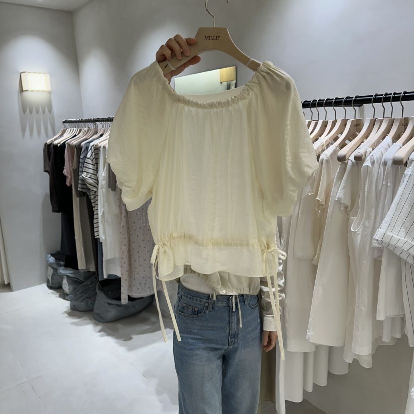 MILLIF韓國東大門代購女裝新品26夏季26春夏襯衫蕾絲衫露肩MILLIF襯衫/蕾絲衫