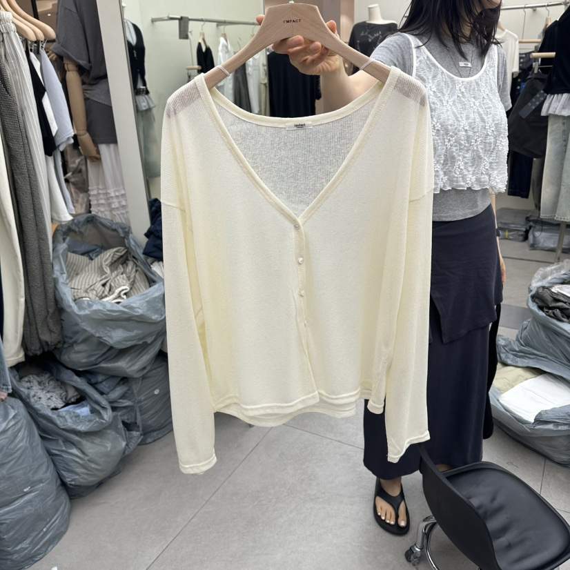 I MFACT東大門實拍韓國女裝新品26夏季時尚針織衫V領開衫I MFACT針織衫