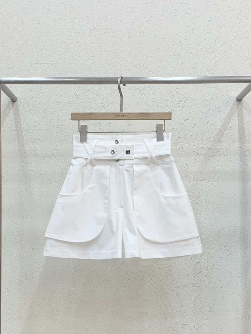 LIGHT AND SALT韓國東大門直郵女士新品26夏季短褲口袋亞麻LIGHT AND SALT短褲