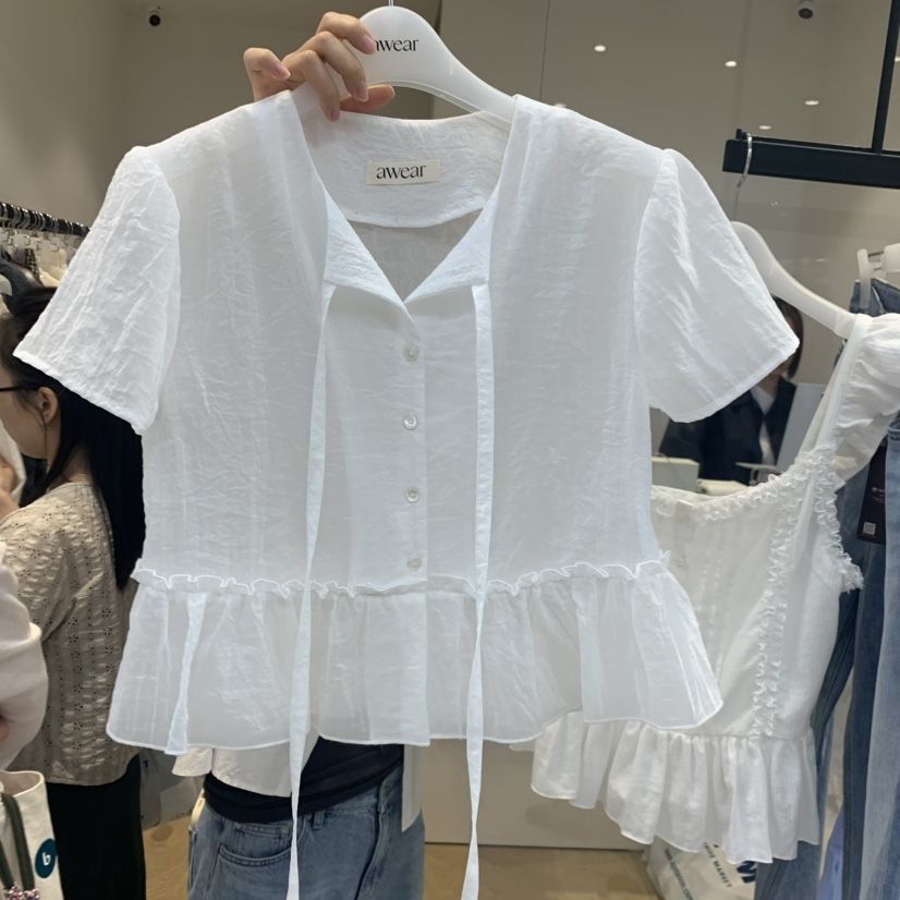 RUMIRU/AWEAR韓國代購女裝新品人氣時尚26春夏襯衫蕾絲衫awear/RUMIRU襯衫/蕾絲衫