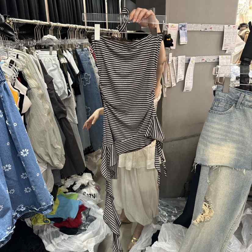 MOMAZU韓國直郵女士新品休閑熱賣26春夏吊帶背心荷葉邊短款MOMAZU吊帶/背心