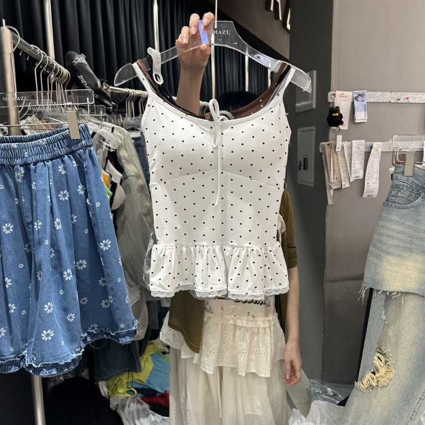 MOMAZU東大門實拍韓國女裝新品時尚職業吊帶背心荷葉邊無袖MOMAZU吊帶/背心