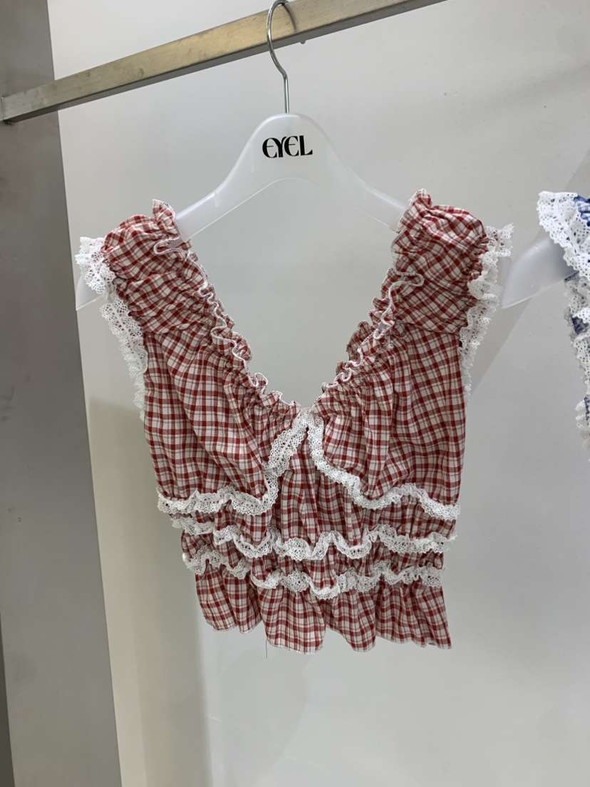 EYEL韓國東大門代購女士新品人氣職業休閑吊帶背心格子無袖EYEL吊帶/背心