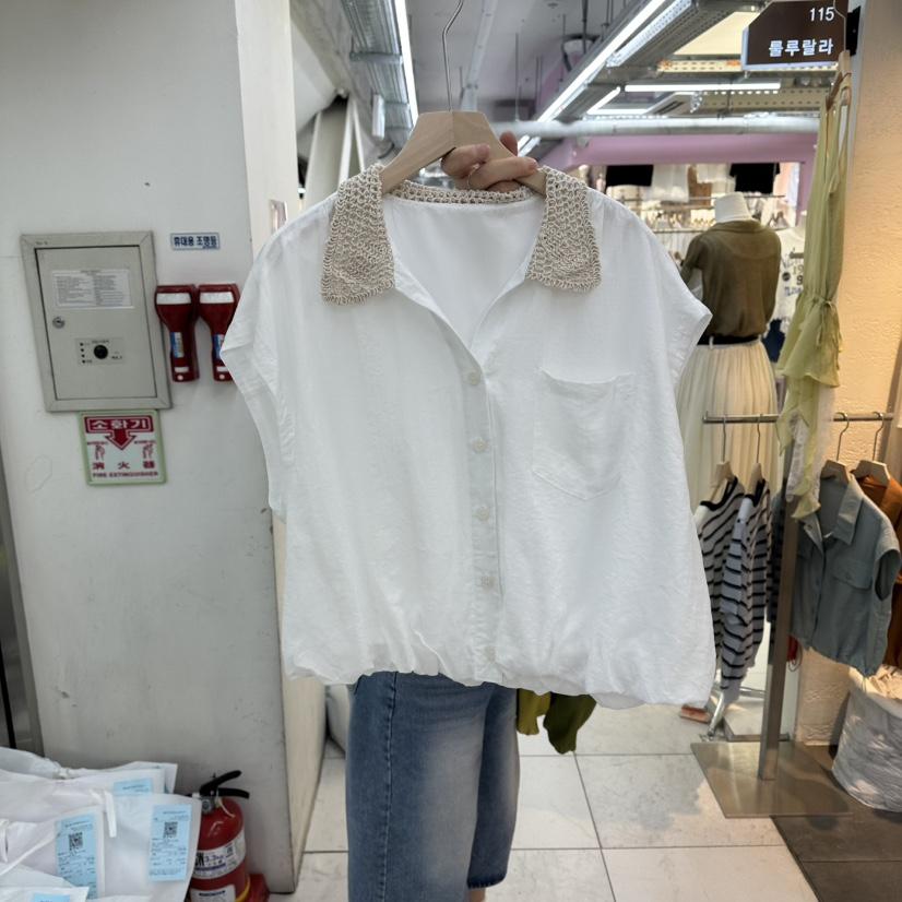 FLYFLY/LULULALLA/LIVE韓國直郵女士新款休閑襯衫蕾絲衫拉鏈FLYFLY/LULULALLA/LIVE襯衫/蕾絲衫